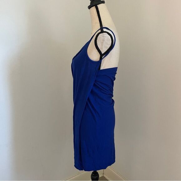 VENUS Blue Slip Dress Wrap Style Coverup One Size Minimalist Beach Cover Resort - Picture 2 of 8